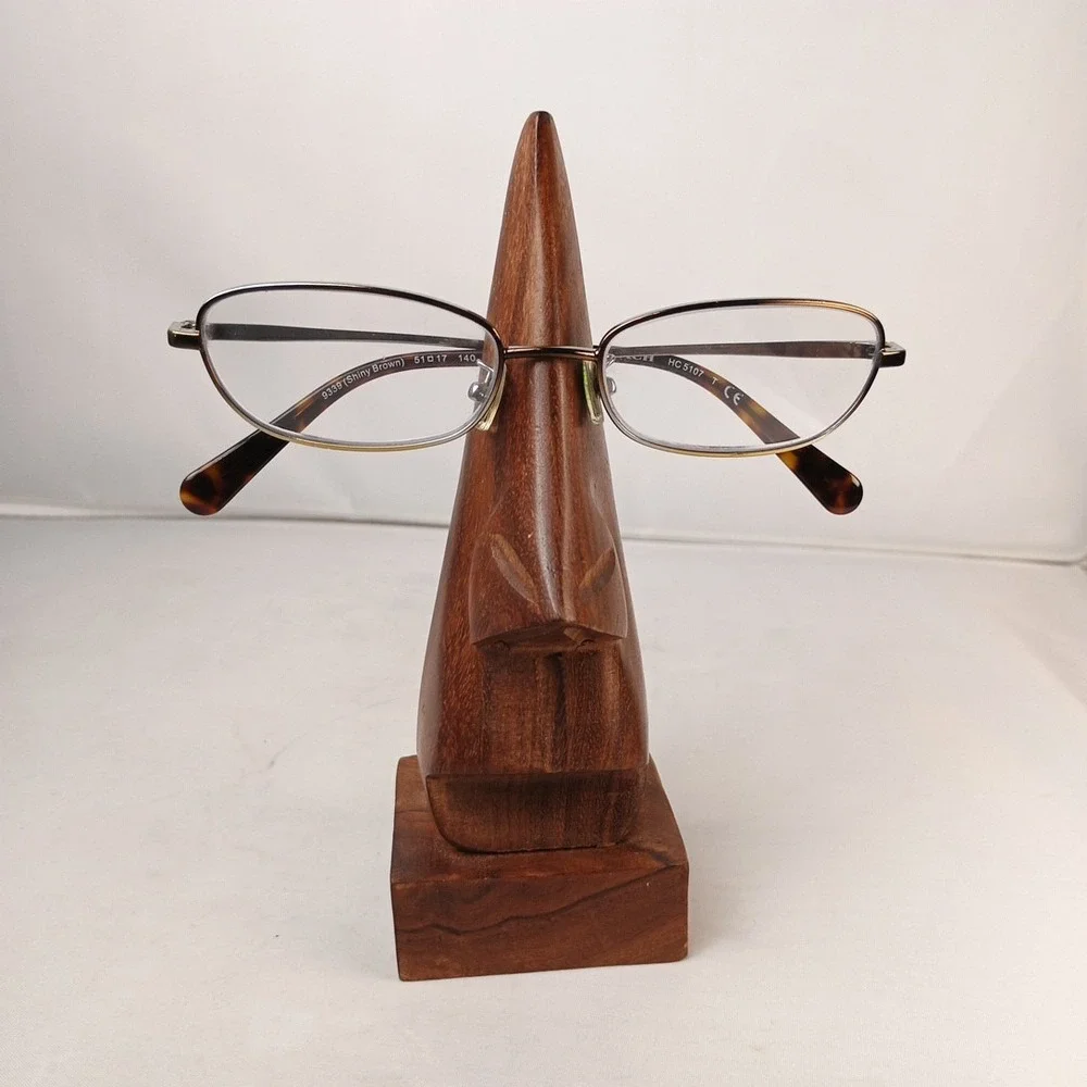 Vintage Hand Carved Solid Rosewood Nose Shaped Eyeglasses 6